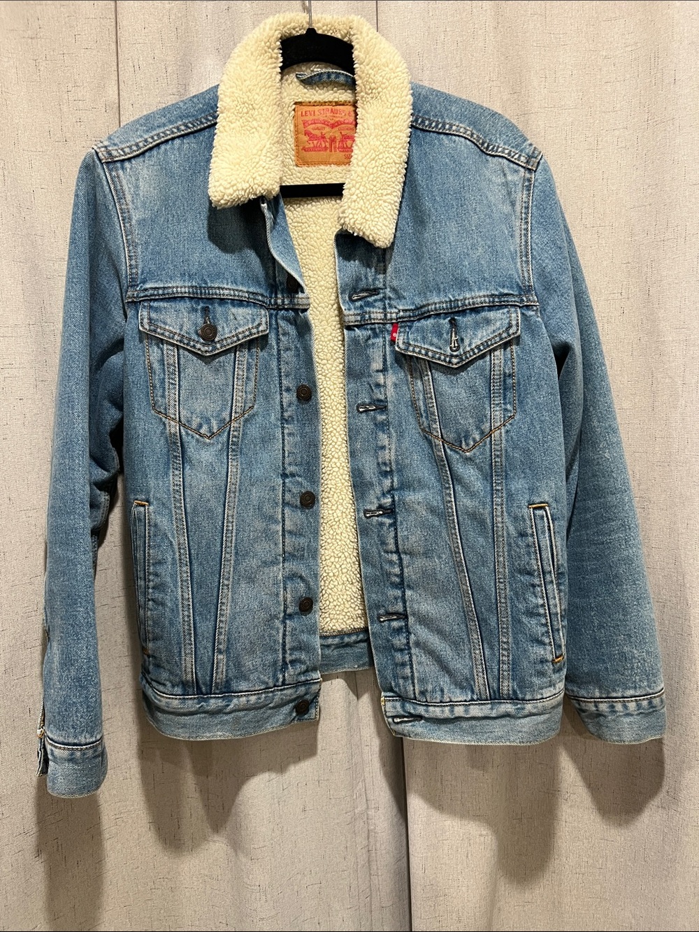 Levi's Light Blue Denim Sherpa-Lined Bomber Jacket